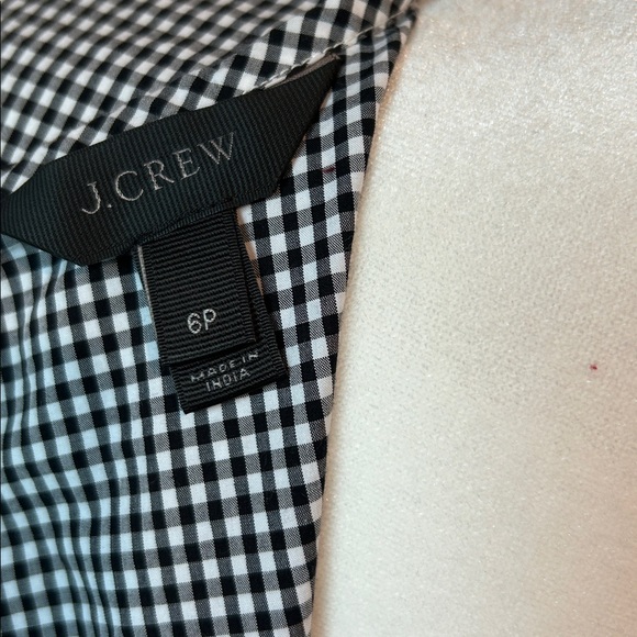 J. Crew Edie Micro Gingham Shift Dress Black White Checkered Ruffle Cotton 6P - Picture 10 of 11